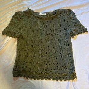 Anthropologie Olive Lace Knit Blouse